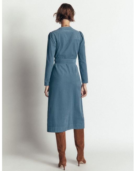Boden Purple Louise Cord Midi Shirt Dress