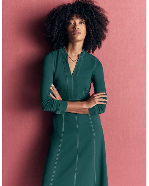 Boden Green Alex Ponte Contrast Midi Dress