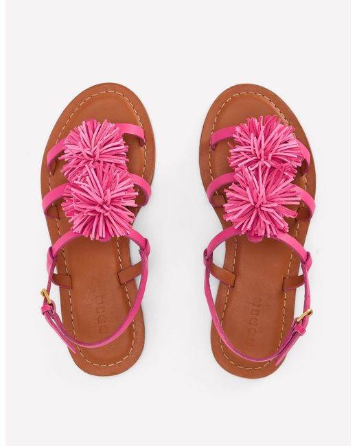 Boden Pink Pom Pom Flat Sandals