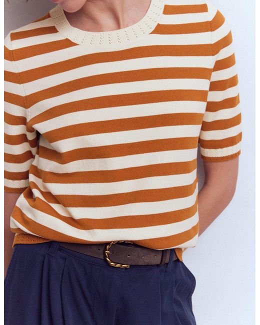 Boden Blue Emilia Cotton Crew T-Shirt
