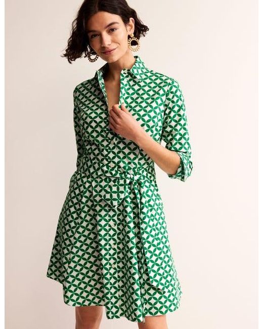 Boden Green Amy Kurzes Hemdblusenkleid Aus Baumwolle Damen
