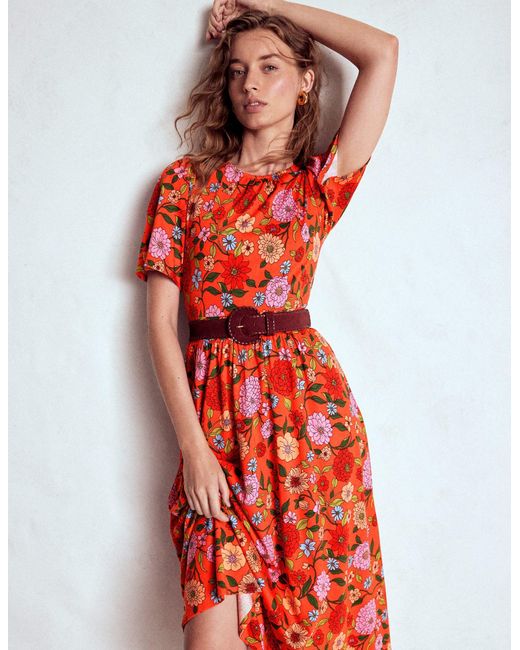 Boden Red Louisa Jersey Midi Dress