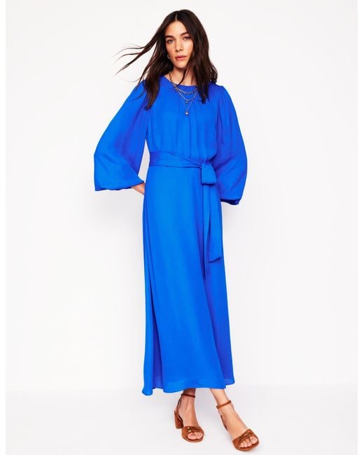 Boden Blue Blouson Sleeve Midi Dress