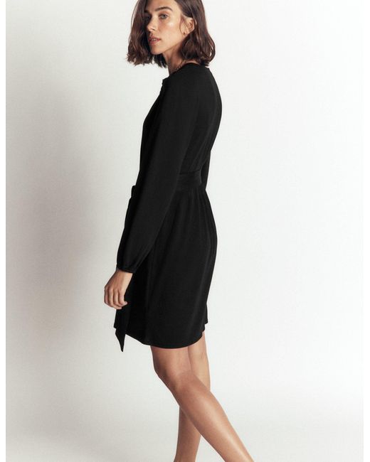 Boden Black Adele Belted Jersey Dress