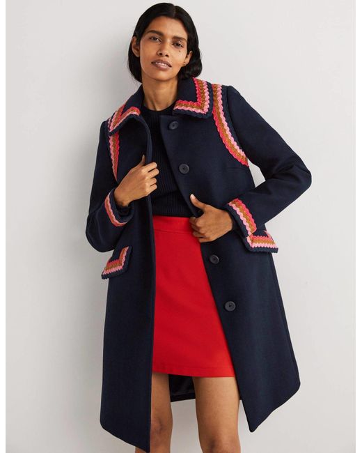 Boden Crochet Trim Coat in Red Lyst