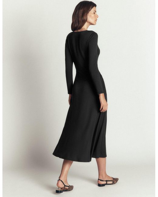 Boden Black Jasmine Ruched Jersey Dress