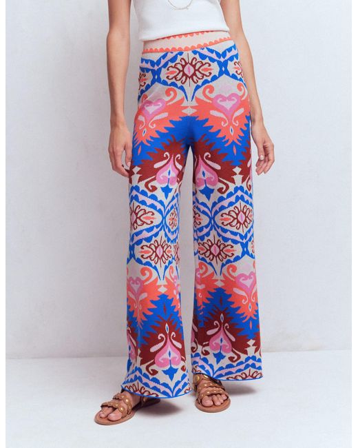 Boden White Jacquard Knitted Trousers
