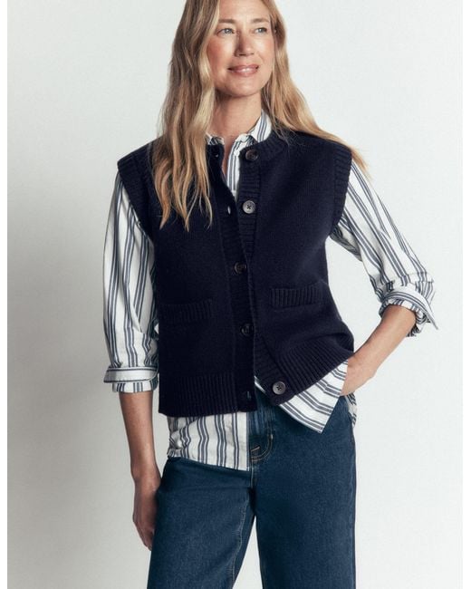 Boden Blue Marta Merino Wool Waistcoat
