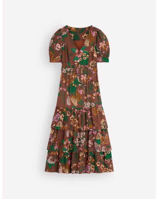 Boden Brown V Neck Layered Dress
