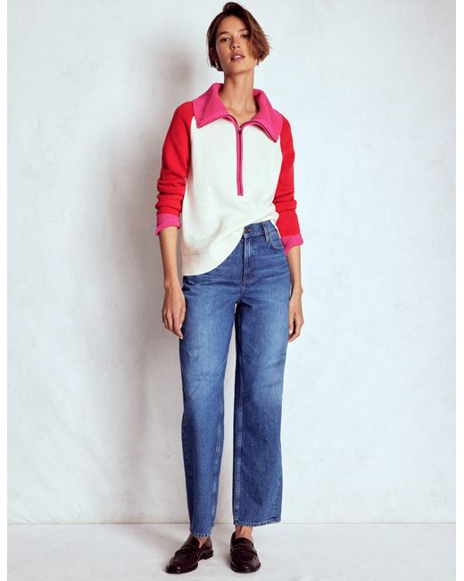 Boden Red Lucy Half Zip Sweater
