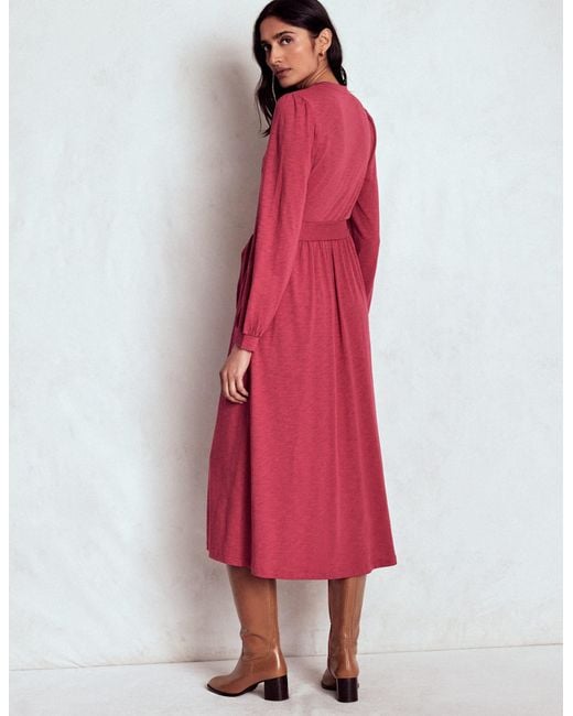 Boden Red Naomi Long Sleeve Jersey Dress