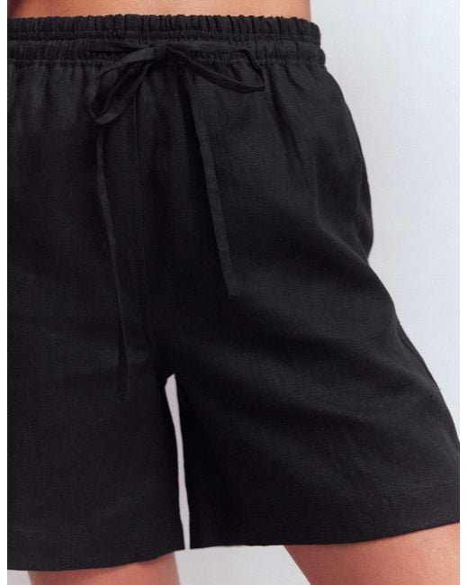 Boden Black Islington Linen Shorts