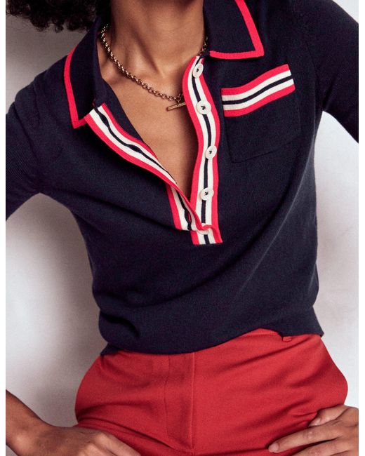 Boden Red Cotton Henley T-Shirt