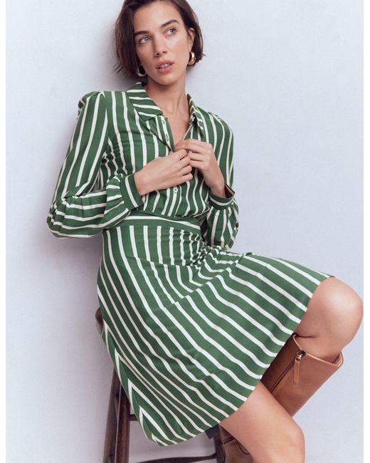 Boden Orla Short Jersey Shirt Dress in Green | Lyst UK