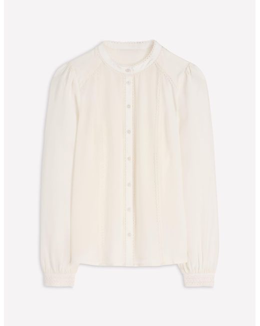 Boden White Rhea Trim Detail Silk Top