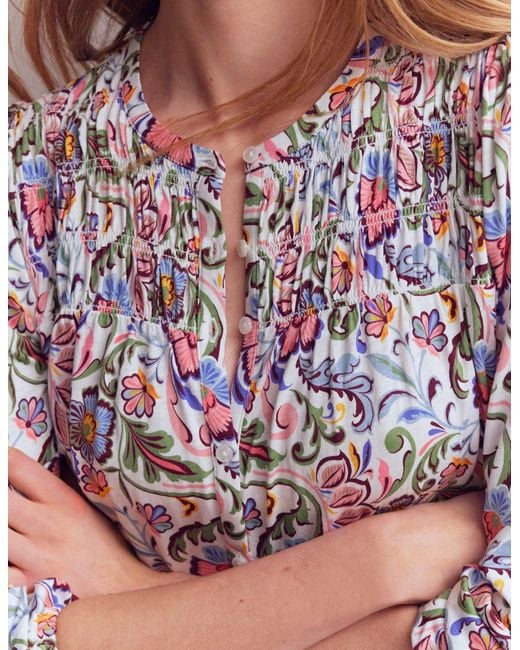Boden Multicolor Mya Smocked Jersey Shirt