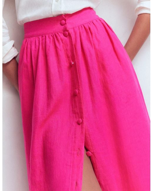 Boden Pink Emma Linen Maxi Skirt