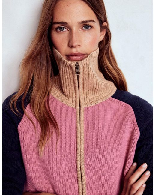 Boden Pink Lucy Half-Zip Jumper