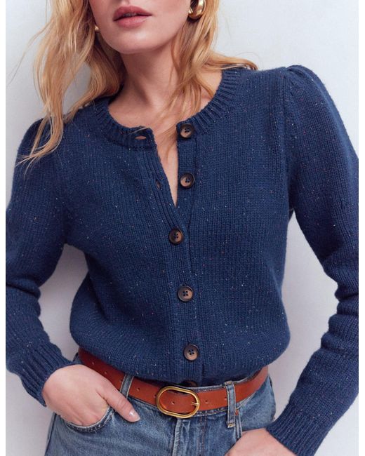 Boden Blue Davina Puff Sleeve Cardigan- Nep