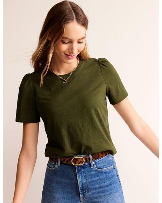 Boden Green T-Shirt Mit Puffärmeln Aus Baumwolle Damen