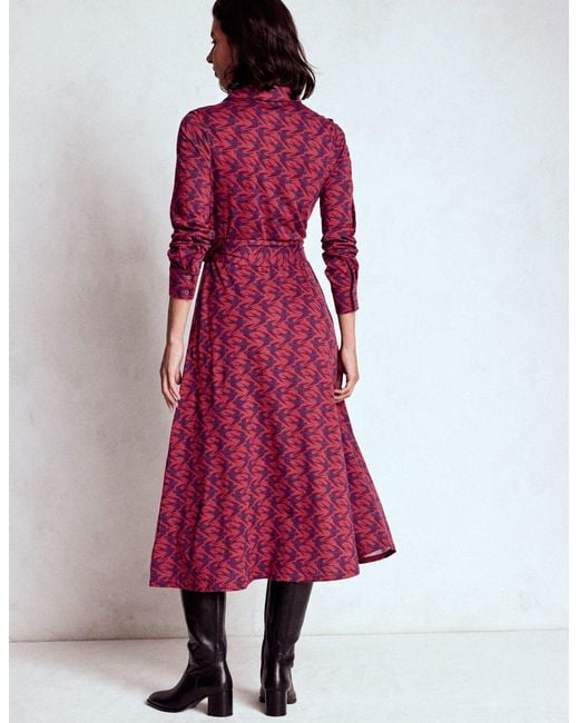 Boden Red Marcia Jersey Shirt Dress