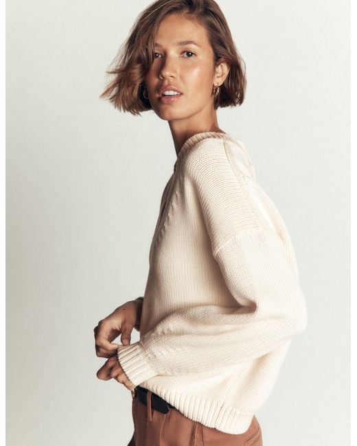 Boden Brown Lucy Cotton V-Neck Jumper