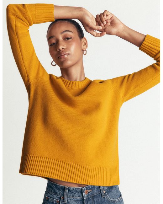 Boden Orange Marta Merino Wool Crew Sweater