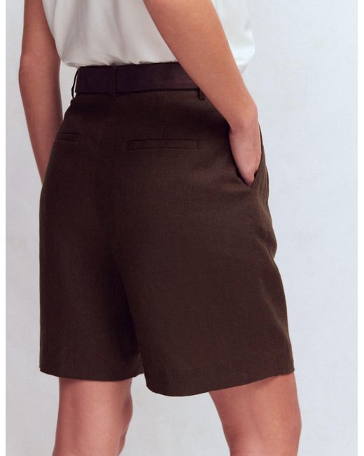 Boden Red Chelsea Belted Linen Shorts