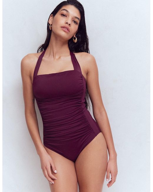 Boden Purple Kythira Ruched Swimsuit