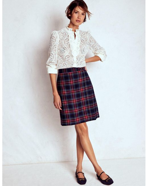 Boden Multicolor Helen Wool Kilt Skirt- And Check