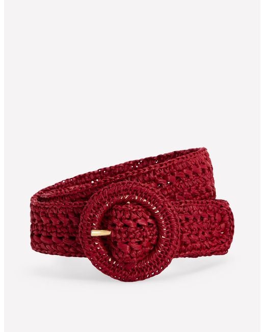 Boden Red Interest Raffia Belt