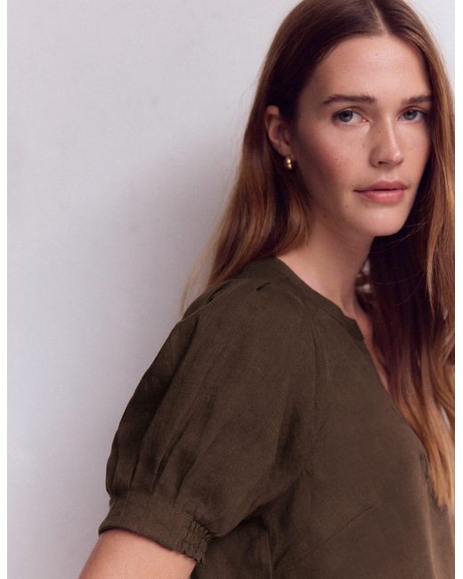 Boden Brown Rae Linen Top