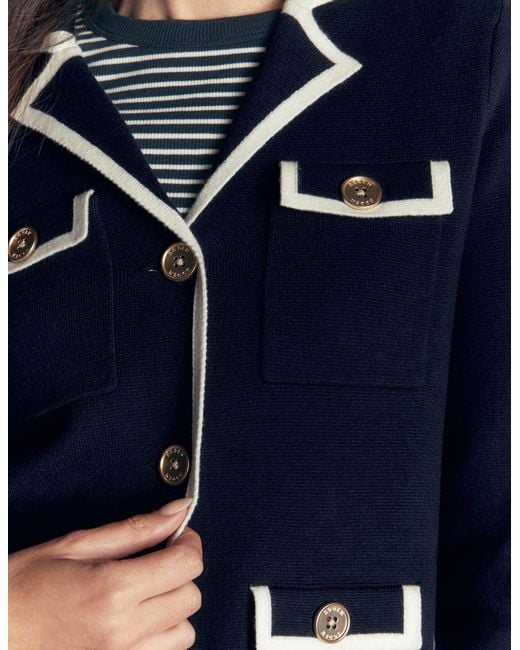 Boden Blue Phoebe Collared Knitted Jacket