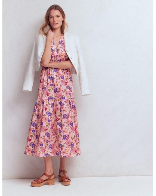 Boden Pink Irene Puff Sleeve Cotton Dress