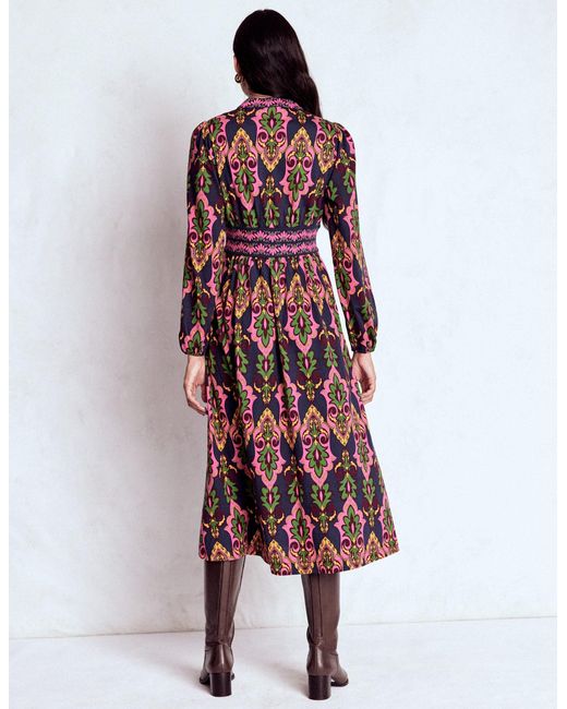 Boden Pink Natalia Long Sleeve Tea Dress