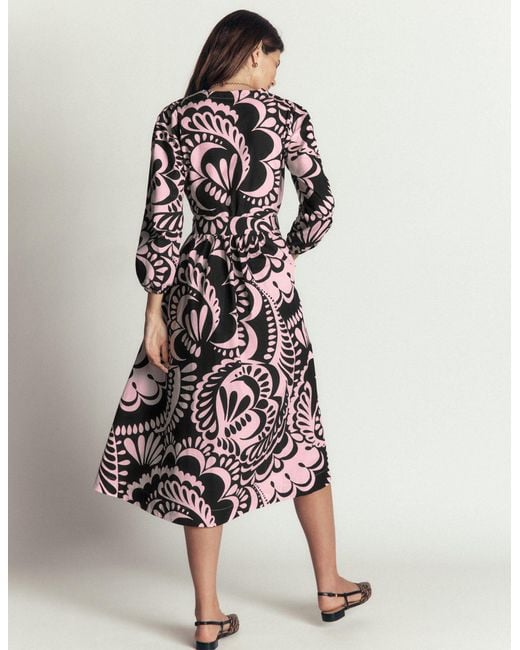 Boden Black Nicola Cotton Midi Dress