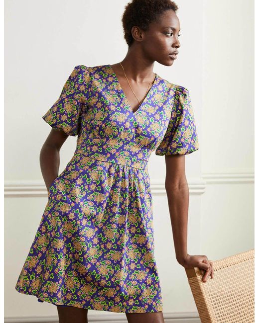 Boden Ella Puff Sleeve Dress in Blue Lyst UK