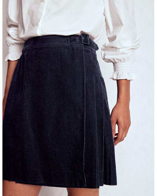 Boden Blue Helen Cord Kilt Skirt