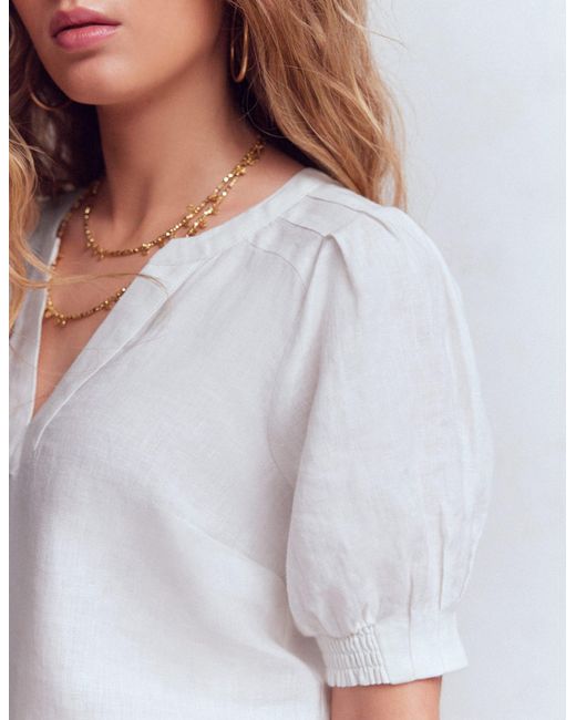 Boden White Rae Linen Top