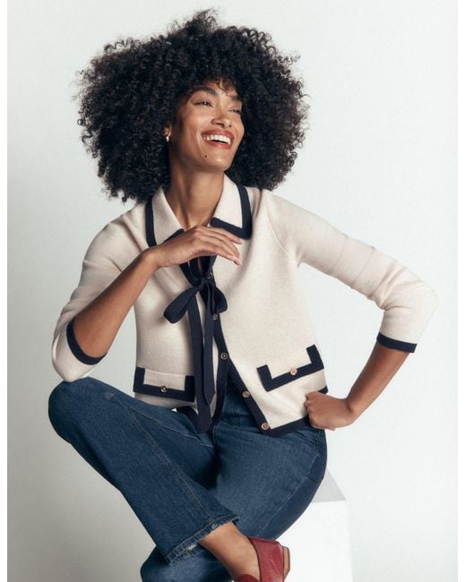 Boden White Elizabeth Bow Knitted Jacket