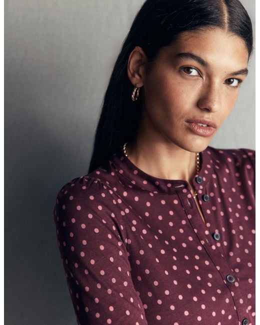 Boden Purple Supersoft Puff Sleeve Shirt