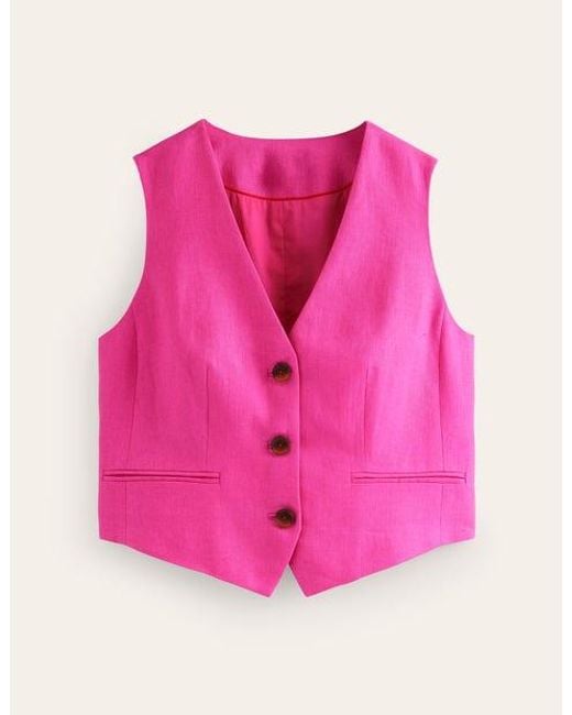 Boden Pink Tailored Linen Waistcoat