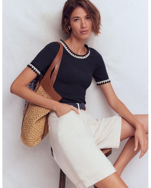 Boden Blue Maddie Trim Detail T-Shirt