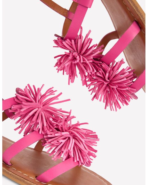 Boden Pink Pom Pom Flat Sandals