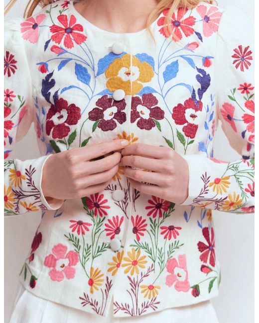 Boden White Salisbury Puff Sleeve Jacket