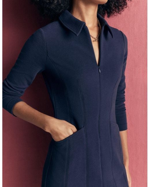 Boden Blue Nia Ottoman Long Sleeve Dress