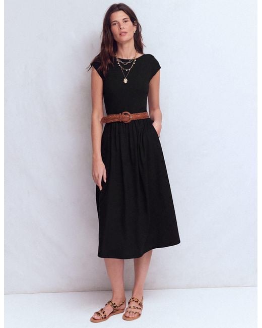 Boden Black Boat Neck Mix Dress