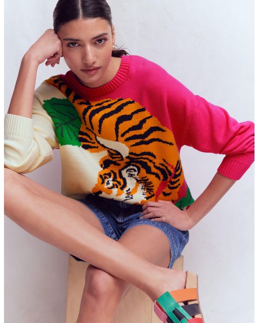 Boden Orange Jacquard-Pullover