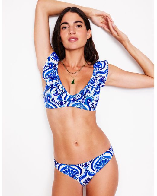 Boden Blue Evia Ruffle Bikini Top