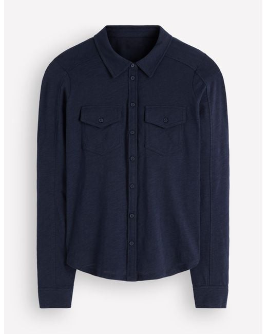 Boden Blue Seam Detail Jersey Shirt